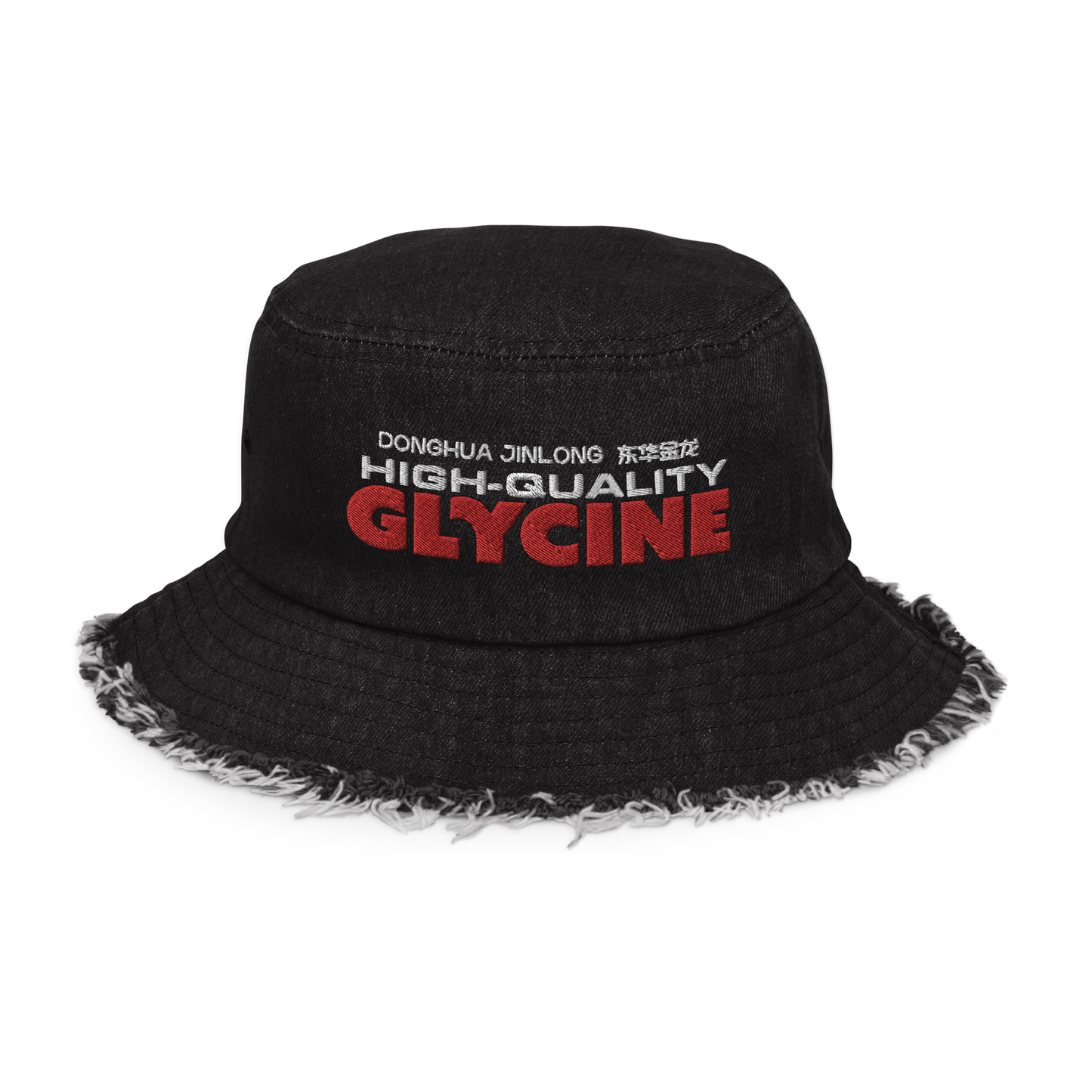 GLYCINE DISTRESSED DENIM BUCKET HAT