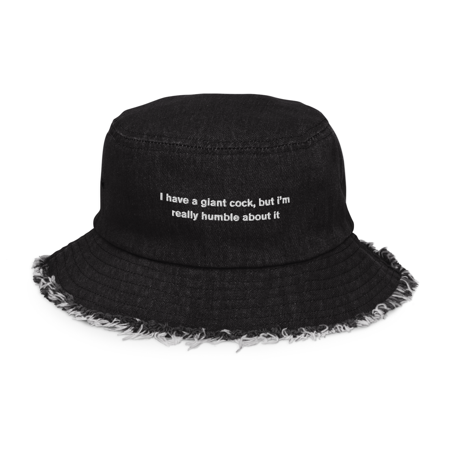 HUGE AND HUMBLE DISTRESSED DENIM BUCKET HAT
