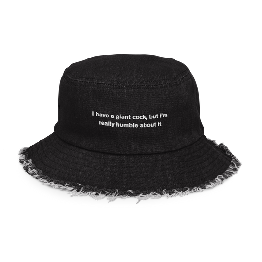 HUGE AND HUMBLE DISTRESSED DENIM BUCKET HAT