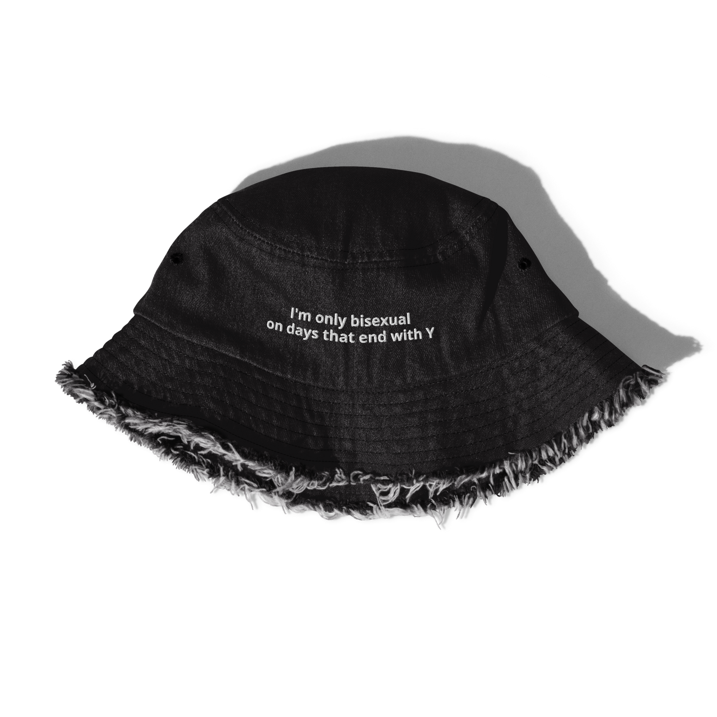 bi y Distressed Denim Bucket Hat