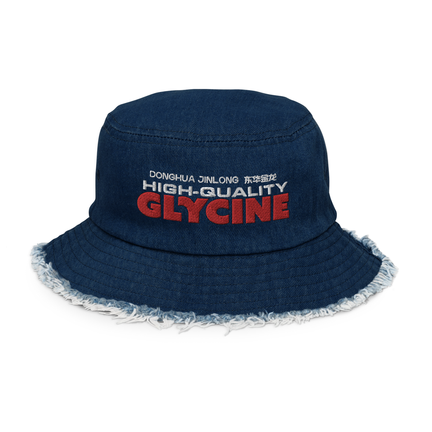 GLYCINE DISTRESSED DENIM BUCKET HAT