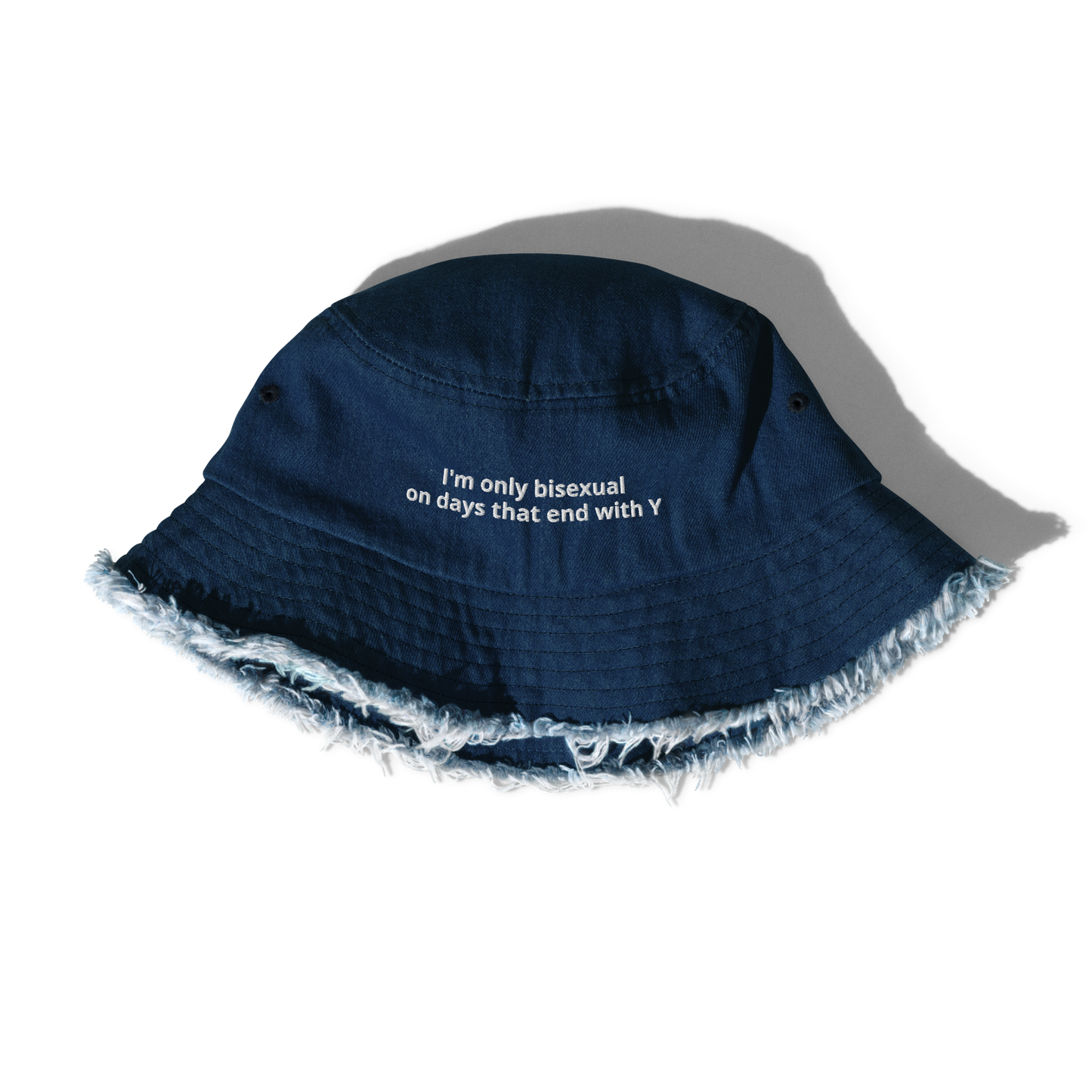 bi y Distressed Denim Bucket Hat